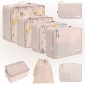 Bagail 8 Set Packing Cubes Luggage PaOrganizers for Travel Accessories in Cream